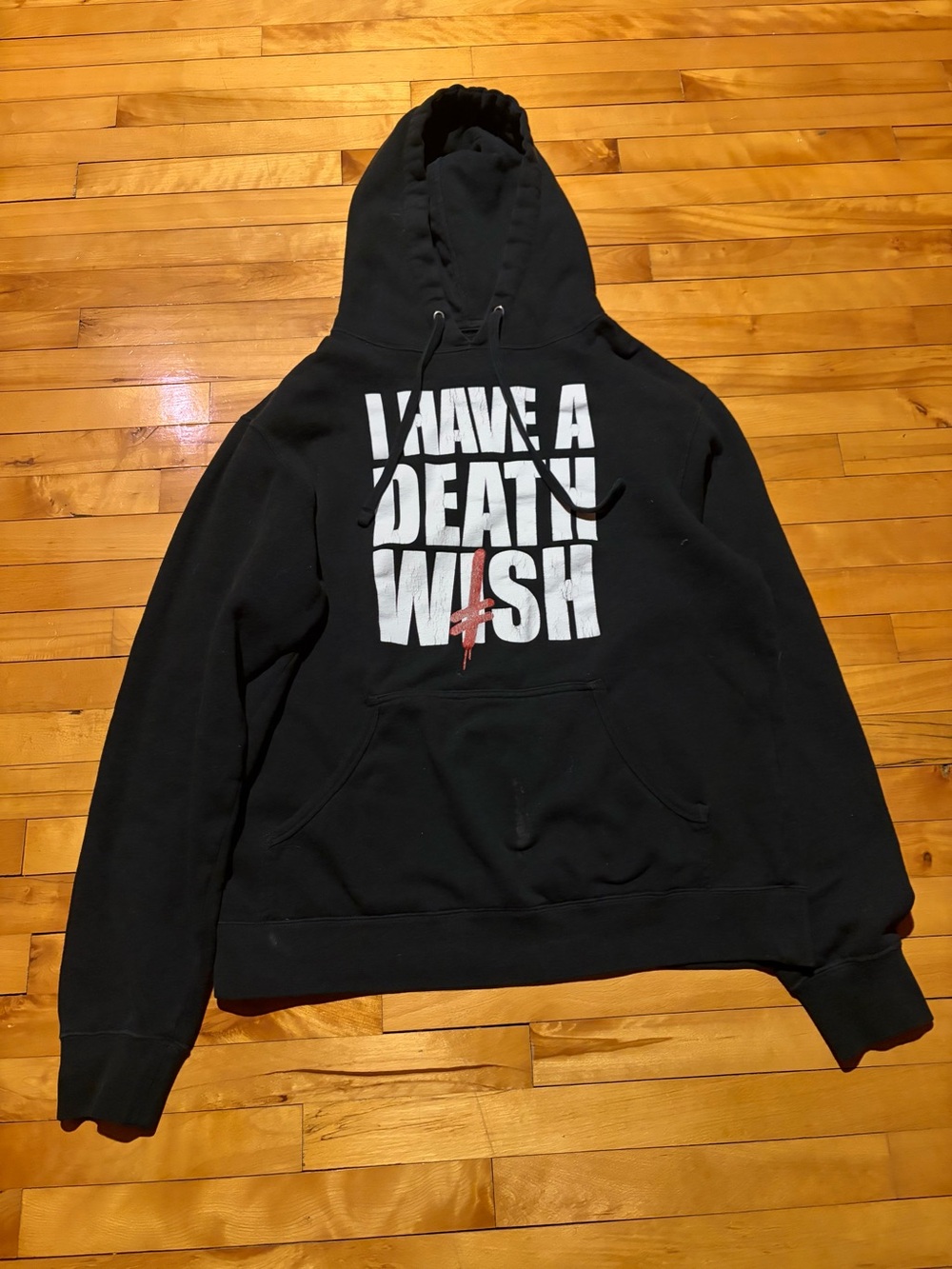 Black Graphic Hoodie - "I Have A Death Wish"